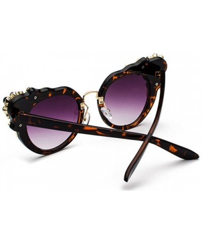 Ms. Oversized Frame Retro Cat Eye Sunglasses Fashion Design - Leopard Purple - C518EW36MWU $7.86 Semi-rimless