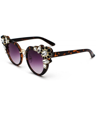 Ms. Oversized Frame Retro Cat Eye Sunglasses Fashion Design - Leopard Purple - C518EW36MWU $7.86 Semi-rimless