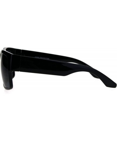 Mens Mobster Plastic Rectangular Sport Gangster Sunglasses - Shiny Black - CG186EWQ48N $4.87 Sport