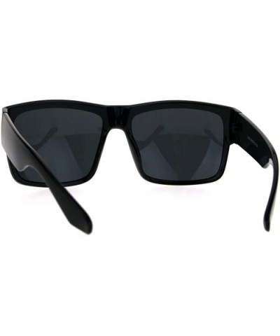 Mens Mobster Plastic Rectangular Sport Gangster Sunglasses - Shiny Black - CG186EWQ48N $4.87 Sport