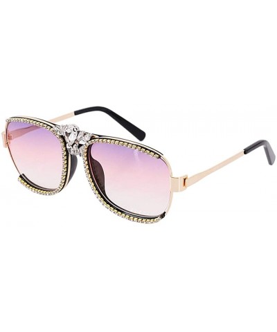Bee Pilot Sunglasses Oversize Metal Frame Vintage Retro Men Women Shades - Pink - CA1987NCL8I $21.72 Oversized