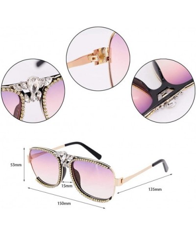 Bee Pilot Sunglasses Oversize Metal Frame Vintage Retro Men Women Shades - Pink - CA1987NCL8I $21.72 Oversized