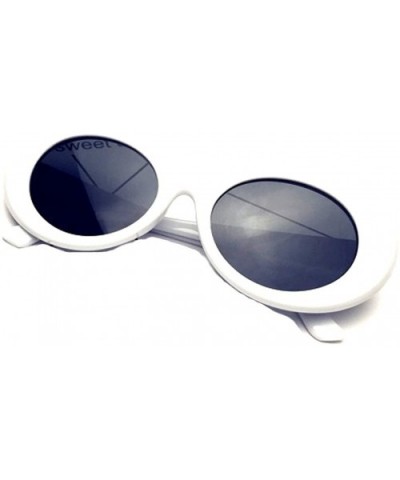 Clout Sunglasses Thick Goggles Oval Frame Retro Style Bold Round Lens - White - CD188ZULIGM $7.94 Round