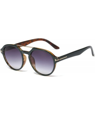 Vintage Round Aviator Sunglasses for Men Women Double Bridge Frame UV400 Protection S1000A - CH18ZXTU0YG $11.97 Round