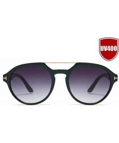 Vintage Round Aviator Sunglasses for Men Women Double Bridge Frame UV400 Protection S1000A - CH18ZXTU0YG $11.97 Round