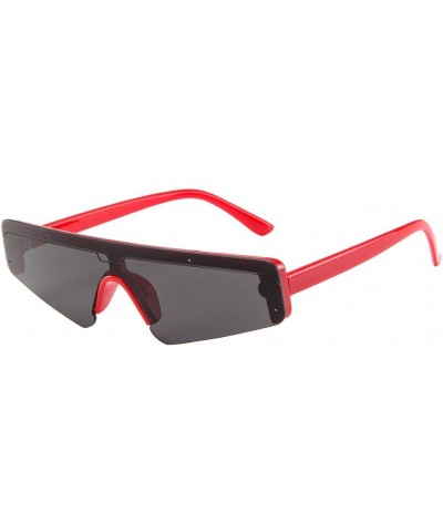 Sunglasses - Square Small Frame Siamese Lens Classic Sun Glasses - Red - CN18UC6G4RY $10.05 Rectangular