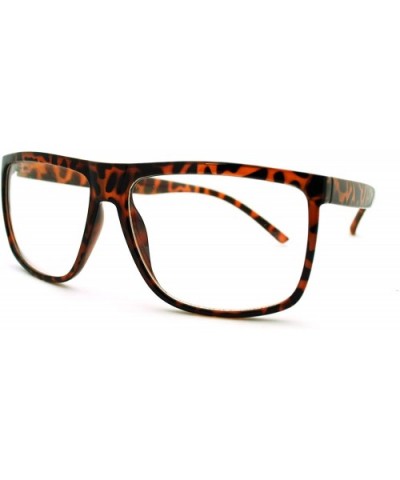 Oversized Clear Lens Glasses Nerdy Square Rectangular Fashion Eyeglasses - Brown Tort - CH11K5BOAPB $7.93 Rectangular