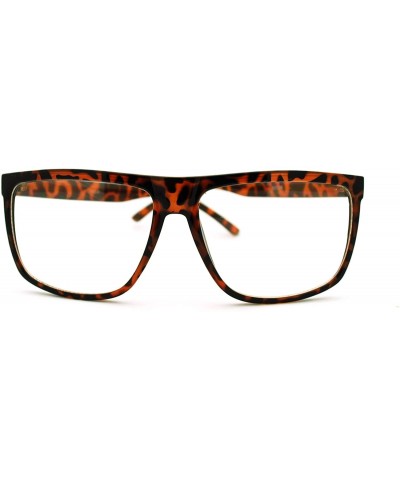 Oversized Clear Lens Glasses Nerdy Square Rectangular Fashion Eyeglasses - Brown Tort - CH11K5BOAPB $7.93 Rectangular