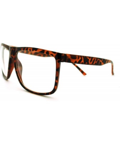 Oversized Clear Lens Glasses Nerdy Square Rectangular Fashion Eyeglasses - Brown Tort - CH11K5BOAPB $7.93 Rectangular