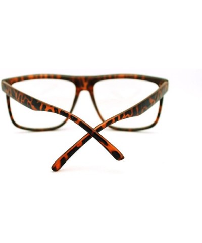 Oversized Clear Lens Glasses Nerdy Square Rectangular Fashion Eyeglasses - Brown Tort - CH11K5BOAPB $7.93 Rectangular