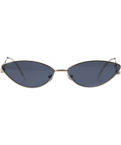 Womens Mod Goth Metal Rim Cat Eye Oval Retro Vintage Style Sunglasses - Silver Black - CF18H8KEL9A $8.30 Cat Eye
