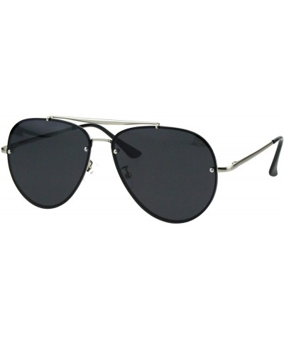 Polarized Lens Aviator Sunglasses Unisex Metal Top Bar Light Frame - Silver (Black) - CG18Q8K0URO $7.76 Aviator