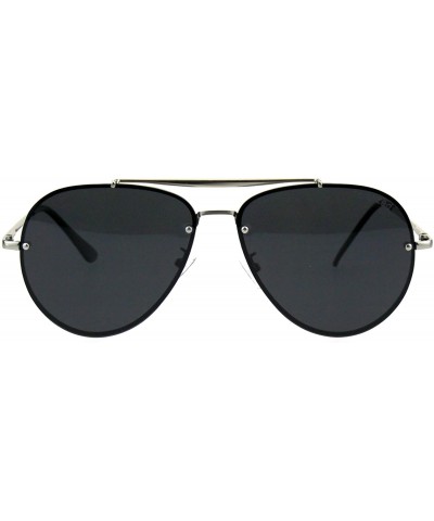 Polarized Lens Aviator Sunglasses Unisex Metal Top Bar Light Frame - Silver (Black) - CG18Q8K0URO $7.76 Aviator