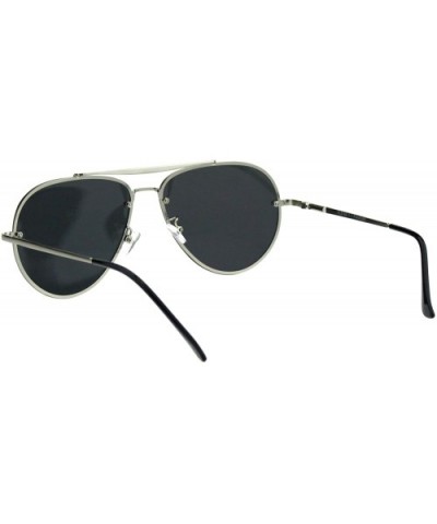 Polarized Lens Aviator Sunglasses Unisex Metal Top Bar Light Frame - Silver (Black) - CG18Q8K0URO $7.76 Aviator