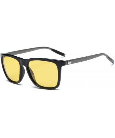Yellow lense glasses Car Drivers Night Vision polarized sunglasses for men driving - Black - C718IRXM5KE $11.21 Square