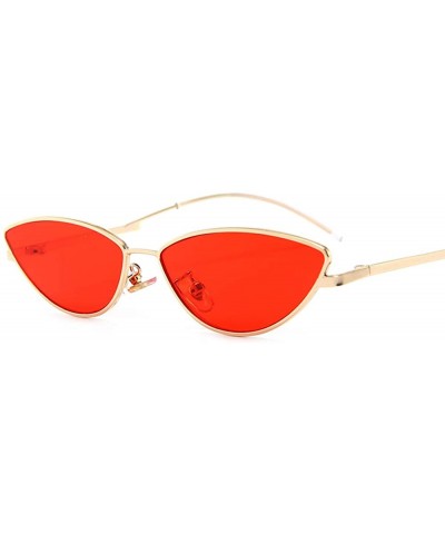 Retro Narrow Cat Eye Sunglasses - Metal Frame for Unisex UV Protection Sunglasses with Case&Lens Cloth - Red - CX1985TAG0L $7...