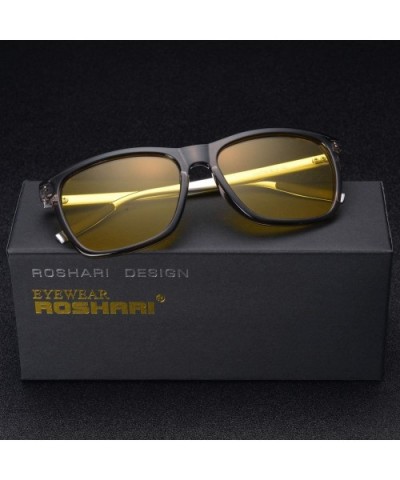 Yellow lense glasses Car Drivers Night Vision polarized sunglasses for men driving - Black - C718IRXM5KE $11.21 Square