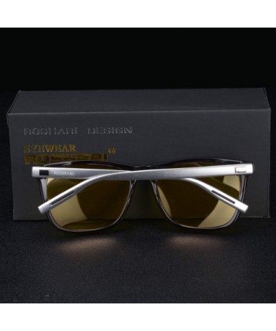 Yellow lense glasses Car Drivers Night Vision polarized sunglasses for men driving - Black - C718IRXM5KE $11.21 Square