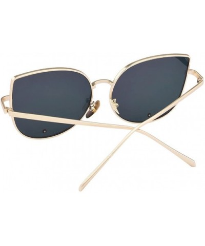 TrendyMate-Cat Eye Mirrored Flat Lenses Metal Frame Rivet Cute Mirrored Women Sunglasses - Gold Pink - CS183CTMNK2 $9.47 Cat Eye