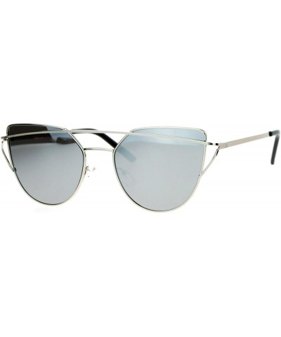 Mirrored Mirror Unique Metal Brow Wire Womens Cat Eye Sunglasses - Silver Mirror - CF12G8WB86F $9.81 Cat Eye