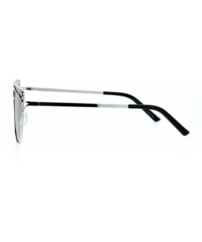 Mirrored Mirror Unique Metal Brow Wire Womens Cat Eye Sunglasses - Silver Mirror - CF12G8WB86F $9.81 Cat Eye