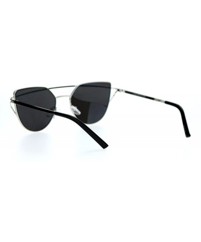 Mirrored Mirror Unique Metal Brow Wire Womens Cat Eye Sunglasses - Silver Mirror - CF12G8WB86F $9.81 Cat Eye