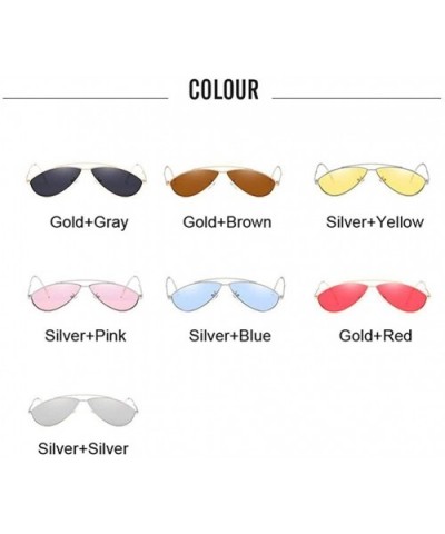 Women Ladies Cat Eye Oval Sunglasses Small Mirror Sun Glasses For Female Fashion Vintage - Silverpink - CT199C6UMSK $9.84 Oval