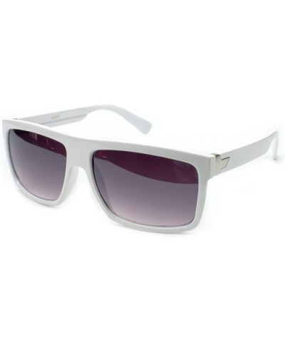 Flat Top Square Gradient Frame Womens Mens Super Oversized Unisex Fashion Sunglasses - White - CA11M5N3VIP $6.24 Oversized