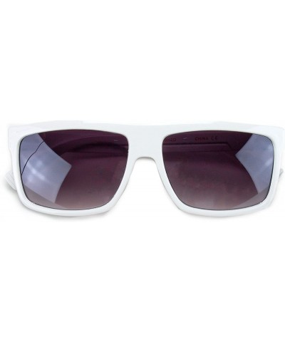 Flat Top Square Gradient Frame Womens Mens Super Oversized Unisex Fashion Sunglasses - White - CA11M5N3VIP $6.24 Oversized