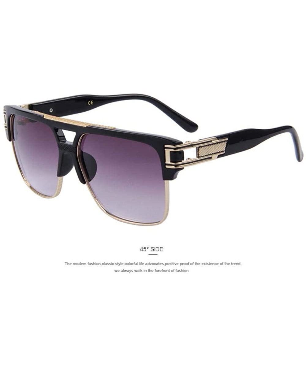 Men Luxury Brand Sunglasses Vintage Oversize Square Sun Glasses Women C01 Black - C01 Black - CW18XGE5SIL $10.08 Oversized