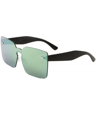 Atlantis Square Rimless Mono One Piece Shield Flat Lens Sunglasses - Black Frame - CA18ETQMNX6 $8.98 Shield