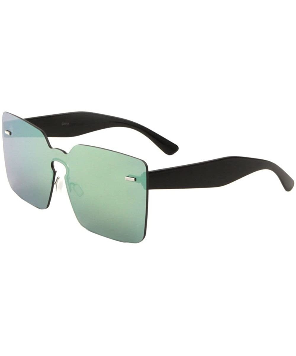 Atlantis Square Rimless Mono One Piece Shield Flat Lens Sunglasses - Black Frame - CA18ETQMNX6 $8.98 Shield