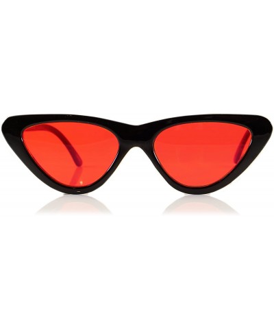 Iconic Celebrity Eye-Candy Slim Cat-Eye Sunglasses A056 - Red - CG1893KTOCD $6.88 Cat Eye