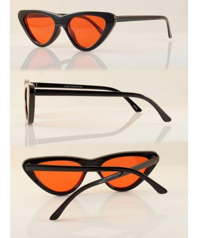 Iconic Celebrity Eye-Candy Slim Cat-Eye Sunglasses A056 - Red - CG1893KTOCD $6.88 Cat Eye