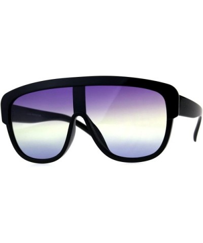 Tie Dye Oceanic Lens Flat Top Robotic Racer Plastic Sunglasses - Purple Yellow Blue - CM18C90YITY $7.14 Shield