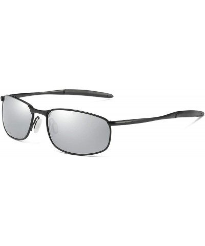 Polarized Sunglasses Driving Photosensitive Glasses 100% UV protection - Black/Silver - CQ18Q92ZM5O $11.27 Rectangular