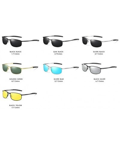 Polarized Sunglasses Driving Photosensitive Glasses 100% UV protection - Black/Silver - CQ18Q92ZM5O $11.27 Rectangular