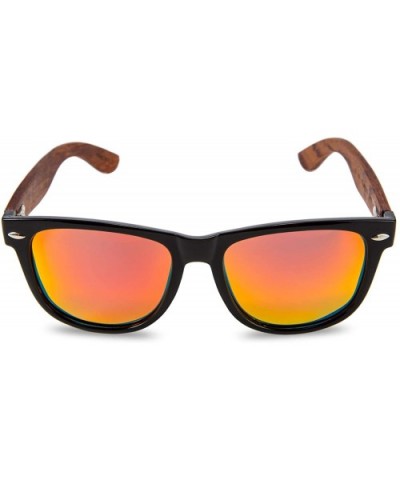 Walnut Wood Sunglasses Polarized for Men Women with Wooden Case - Red - CD18AEH67SQ $16.31 Rectangular