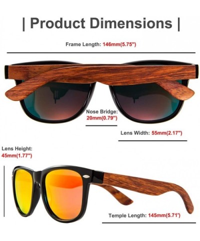Walnut Wood Sunglasses Polarized for Men Women with Wooden Case - Red - CD18AEH67SQ $16.31 Rectangular