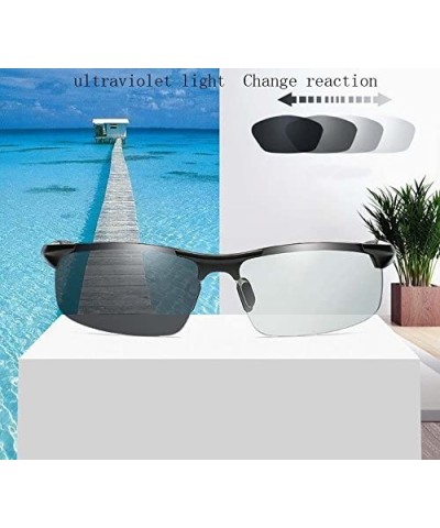 Polarized sunglasses sunglasses anti-UV sensor sunglasses - Black Color - C3188885AZT $36.96 Rectangular