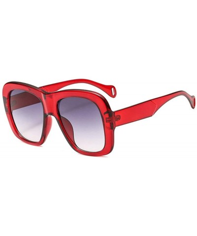 Oversize Square Colorful Transparent Brand Designer Women Two-color Frame Sun Glasses - Red&gray - CP18N9G986Z $6.18 Square