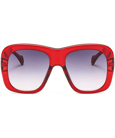 Oversize Square Colorful Transparent Brand Designer Women Two-color Frame Sun Glasses - Red&gray - CP18N9G986Z $6.18 Square