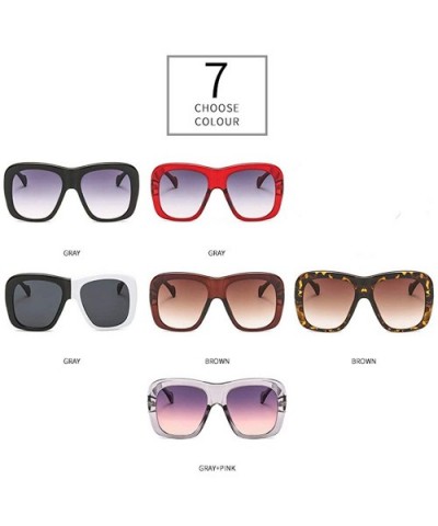 Oversize Square Colorful Transparent Brand Designer Women Two-color Frame Sun Glasses - Red&gray - CP18N9G986Z $6.18 Square