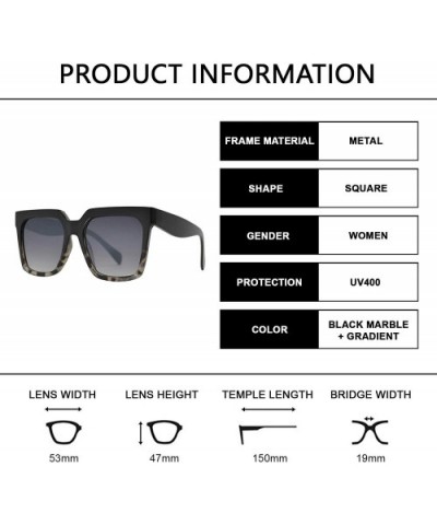 Retro Oversized Luxury Fashion Square Sunglasses with Flat Lens for Women - Black Marble + Grey Gradient - CS195I536OG $9.32 ...