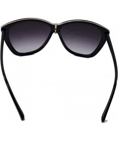 Vintage Thick Oversized Plastic Frame Womens Sunglasses UV 400 - Black W Gold Line - CG18RRLUT8C $11.33 Oversized