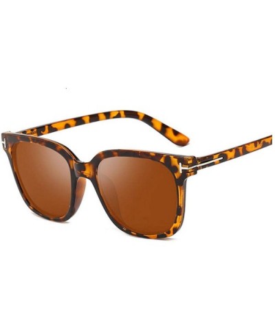 Fashion Square Sunglasses Women Luxury Brand Designer Vintage Cat Eye Female Retro Full Frame Style - Leopard - CR198A3ZUR9 $...