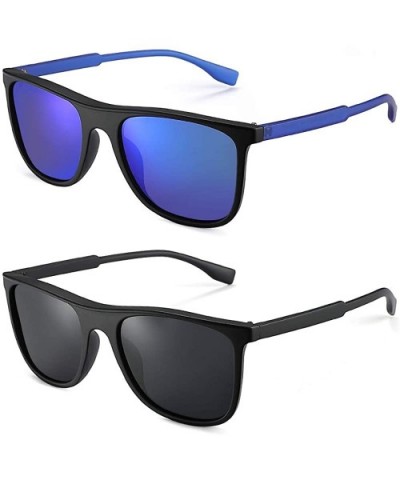 2 Pack Square Polarized Sunglasses Lightweight Plastic UV 400 Protection Mirrored Lens Plastic Frame Glasses - CU19043EOHA $1...