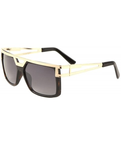Gazelle Phenom Square Oversized Aviator Sunglasses - Brown Tortoise & Gold Frame - CN18DKTEKDA $7.42 Oversized