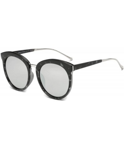 Women Mirrored Round Fashion Sunglasses - Grey - CX18WU85TKQ $16.05 Round