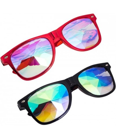 Festivals Kaleidoscope Glasses Rainbow Prism Sunglasses Goggles - Black+red Style 1 - C818DWH3476 $24.58 Goggle